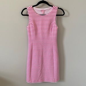 NWOT Lilly Pulitzer Whiting Hotty Pink Ottoman Stripe Cut Out Jersey Shift Dress